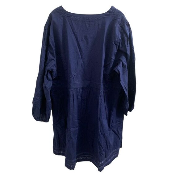 J.Crew V-Neck Cotton Poplin Dress with Trim Balloon Sleeve Size 2X - Picture 2 of 5